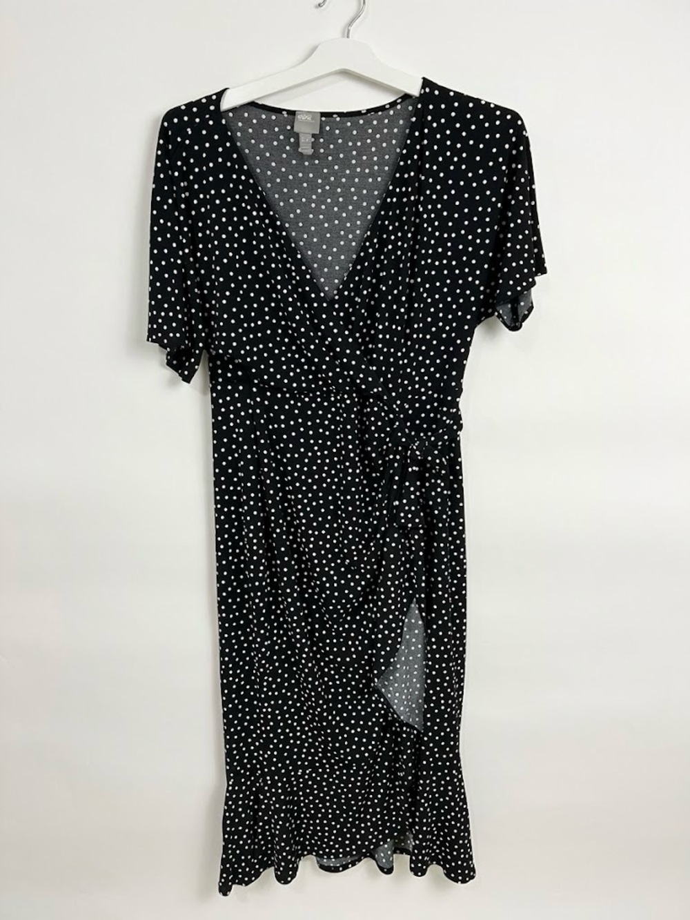 ASOS Black Polka Dot Wrap Maxi Dress us 14
